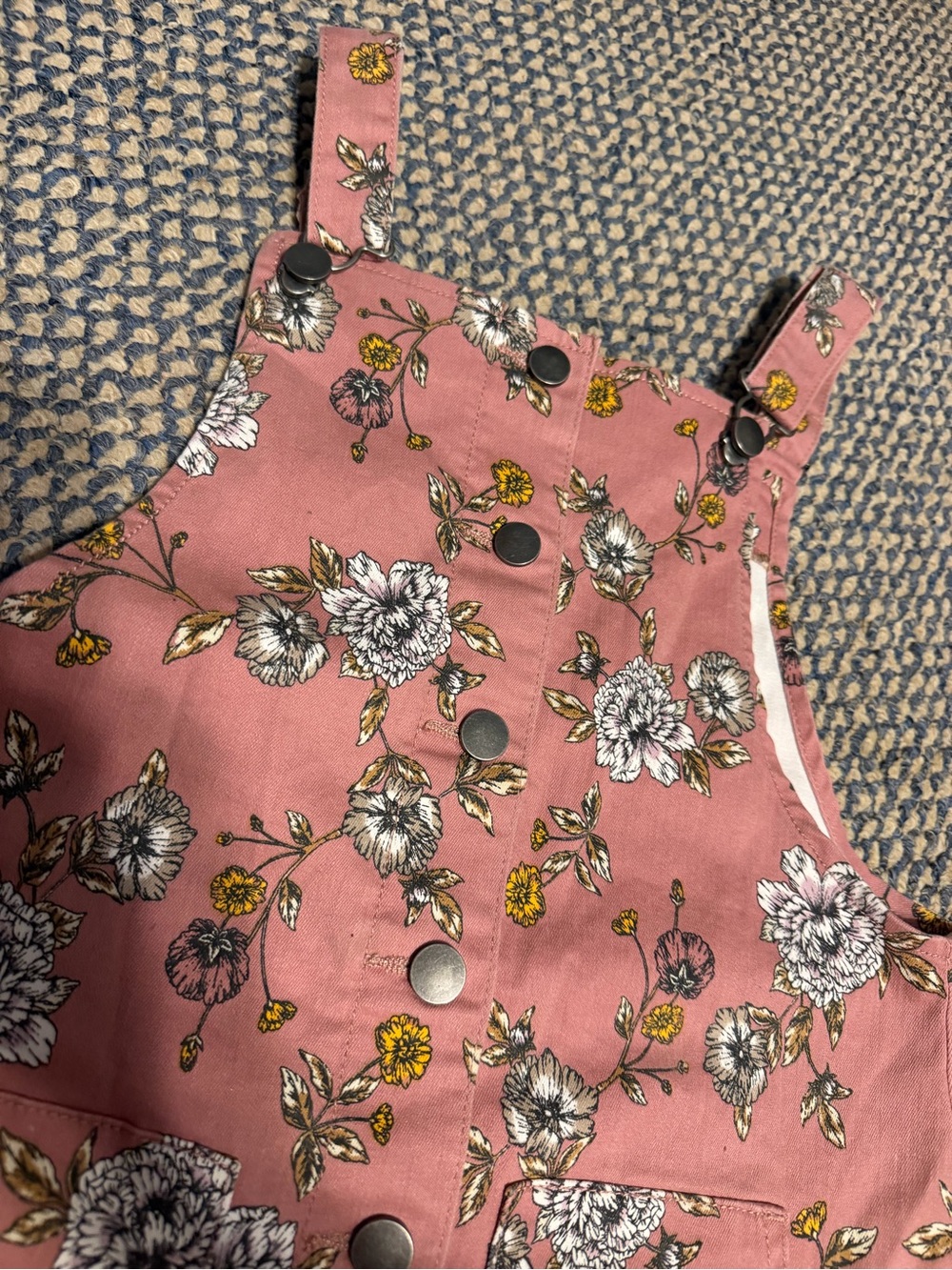 Pink Floral Button-Front Juniors Dress - Picture 2 of 4